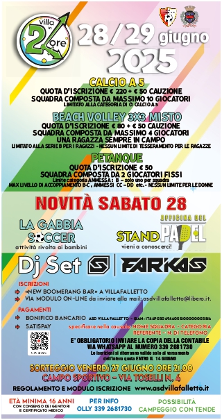 Villa in 24 ore 28/29 Giugno 2025
