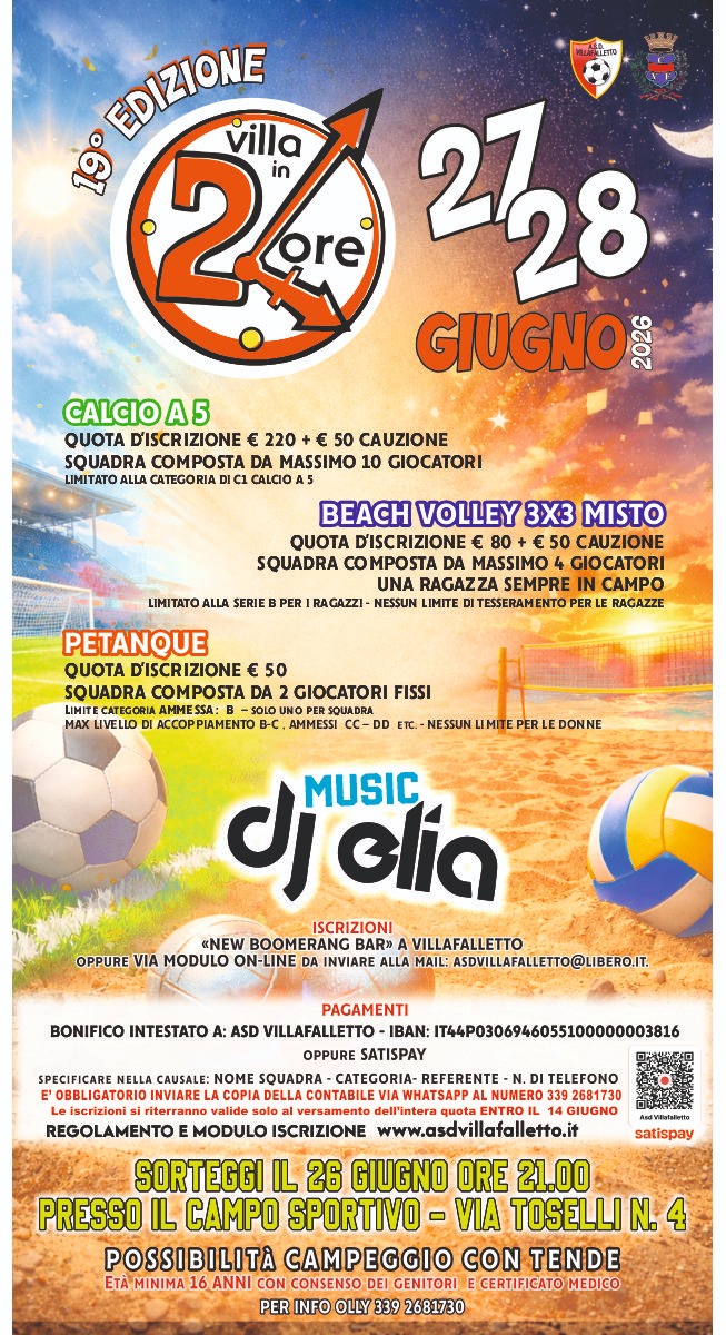 Villa in 24 ore 27/28 Giugno 2026
